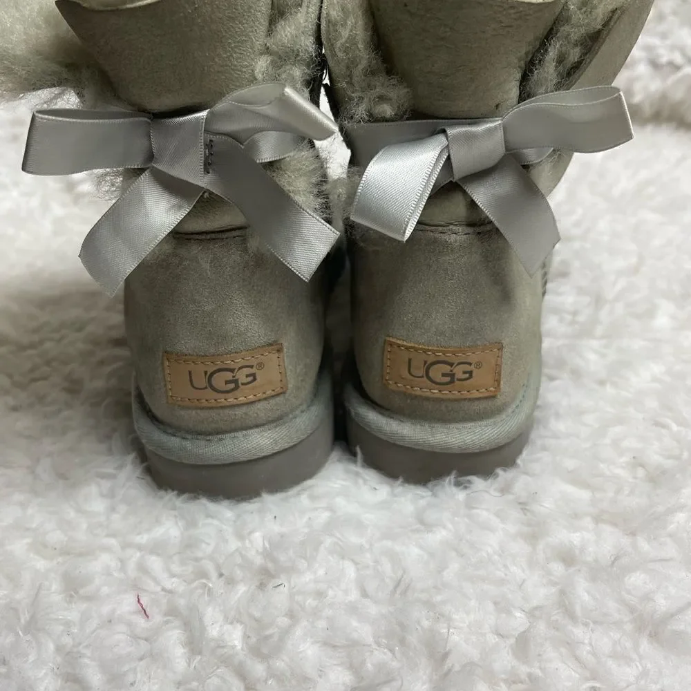 Ugg Baley short boots leather gray suede short boots with sheep skin lin…